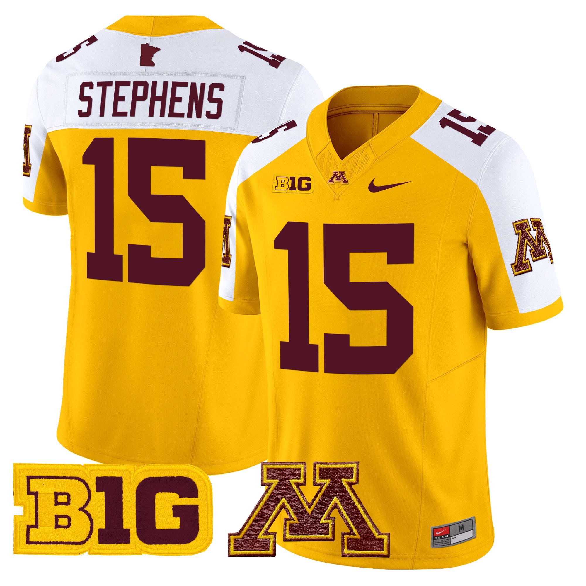 Men Minnesota Golden Gophers #15 Stephens Yellow Nike 2024 Vapor Limited NCAA Jersey